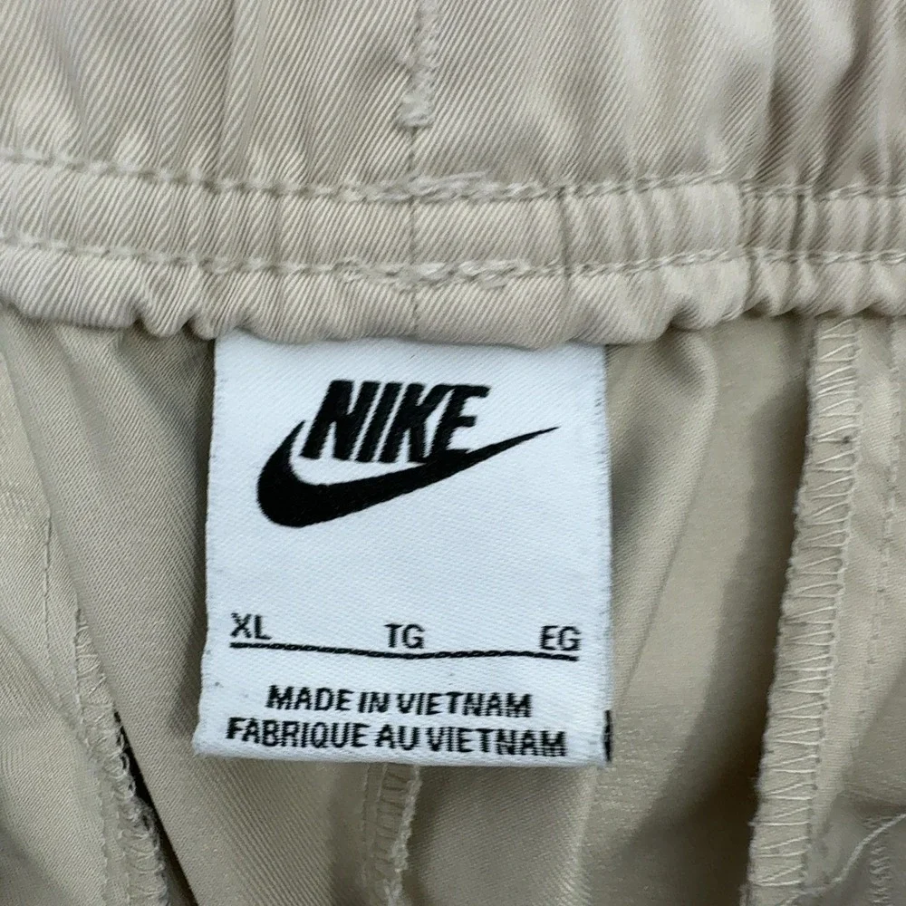 Nike Pants Mens XL Beige Polyester Elastic Waist Casual Sportswear Streetwear